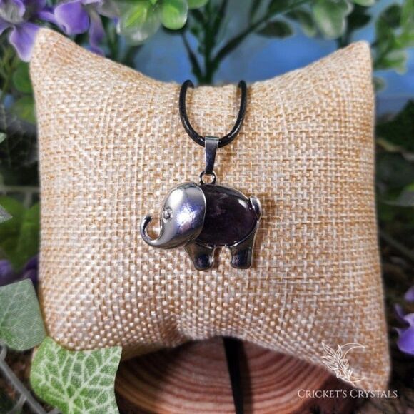 Amethyst Crystal Elephant Necklace #612 - Picture 1 of 2